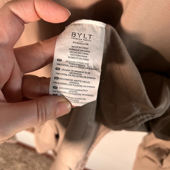 BYLT Drop-Cut Lux Long Sleeve Tee Shirt Light Brown Men's Size Large - Picture 3 of 7